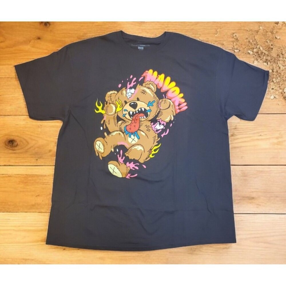 Fashion Nova Wreaking‎ Havoc Teddy T-shirt Men's Size XXL Black Graphic Print